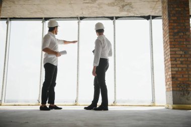 two business man construction site engineer