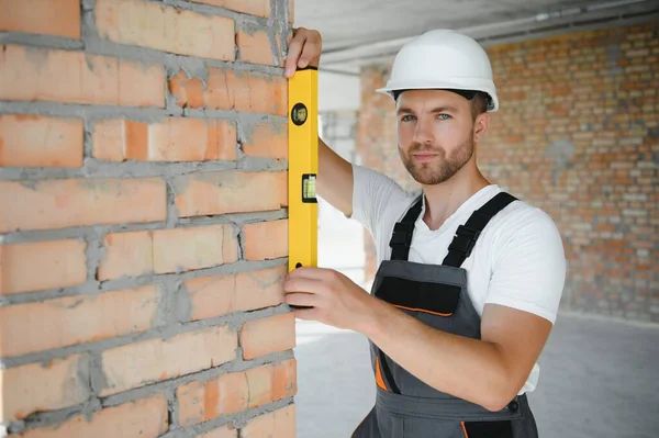 Profession Construction Building Male Worker Builder Helmet — Fotografia de Stock