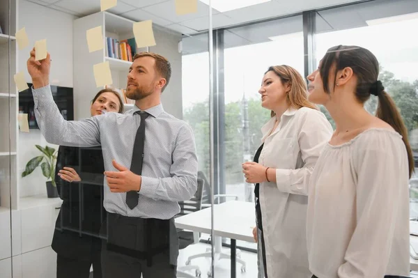 Corporate Business Team Meeting Modern Office Big Windows High Quality — 스톡 사진