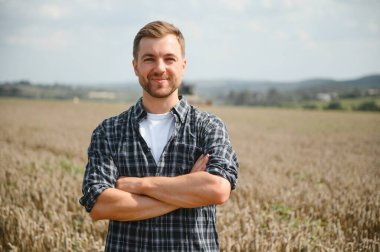 Farmer Standing In Wheat Field At Harvest
