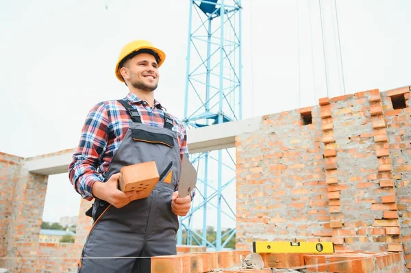Construction Worker Uniform Safety Equipment Have Job Building — Foto de Stock
