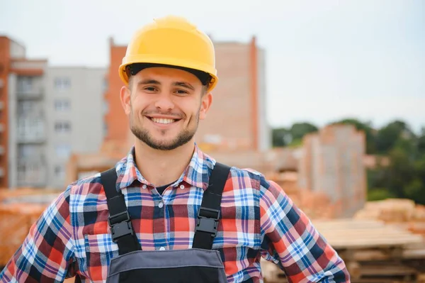 Construction Worker Uniform Safety Equipment Have Job Building — Stockfoto
