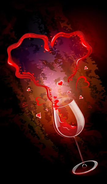 Всплеск вина в форме сердца — стоковый вектор