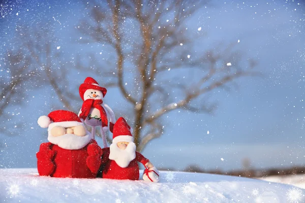 Kerstmis sneeuwpop en kerstman — Stockfoto