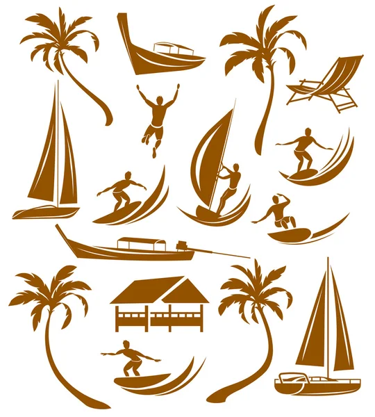 Summer silhouettes, vacation — Stock Vector