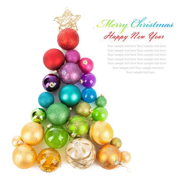 색깔된 볼의 크리스마스 트리 — 스톡 사진
