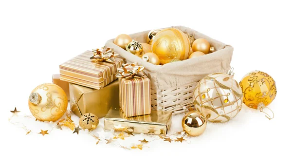 Christmas balls and gifts Royalty Free Stock Photos