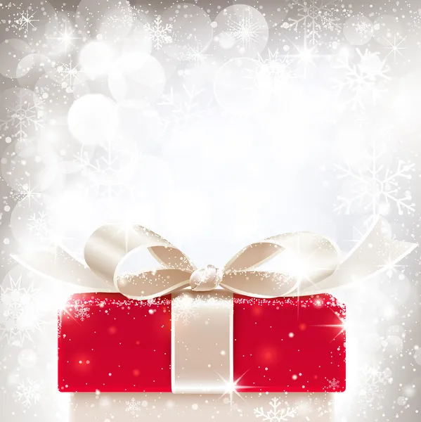 Jul bakgrund med gåva — Stock vektor