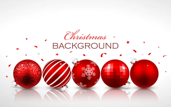 Vánoční červené koule s odleskem — Stockový vektor