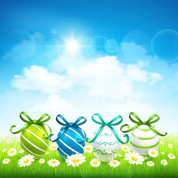 Natural background with Easter eggs — Stock Vector