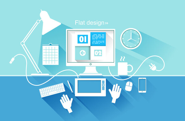 Flat design of modern devices. Vector illustration
