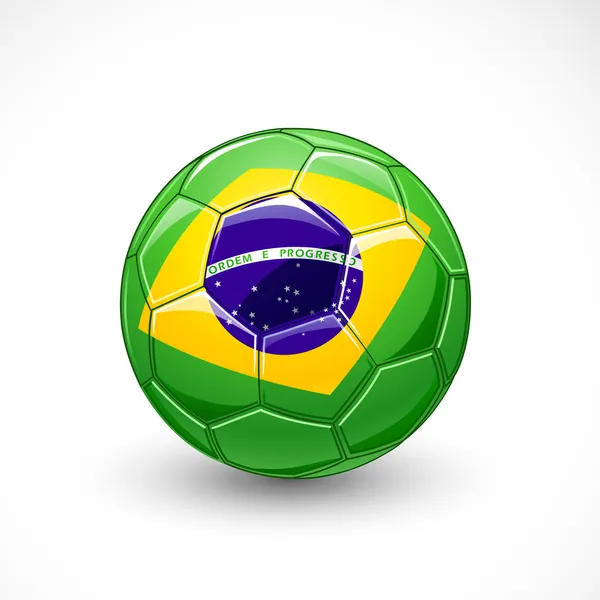 Balón de fútbol con bandera de Brasil — Archivo Imágenes Vectoriales