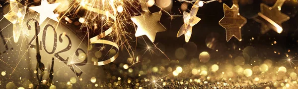 Véspera Ano Novo 2022 Fundo Celebração Com Estrelas — Fotografia de Stock