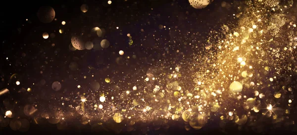 Weihnachtsglitzern Mit Lichtern Und Sternen Goldener Hintergrund — Stockfoto