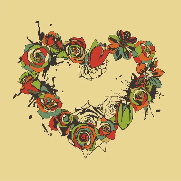 Corazón vector floral — Vector de stock