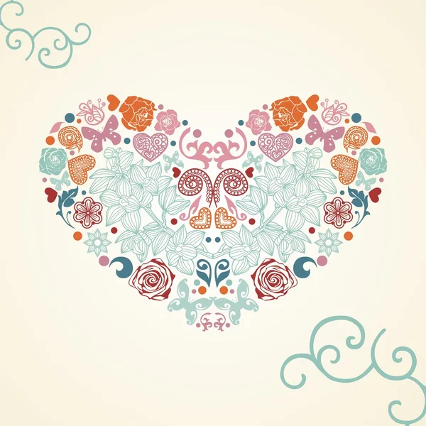 Corazón vector floral — Archivo Imágenes Vectoriales