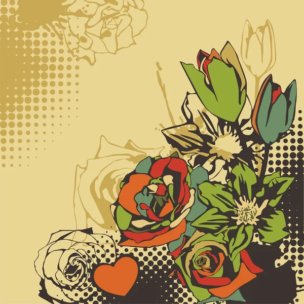 Postal vectorial floral — Archivo Imágenes Vectoriales