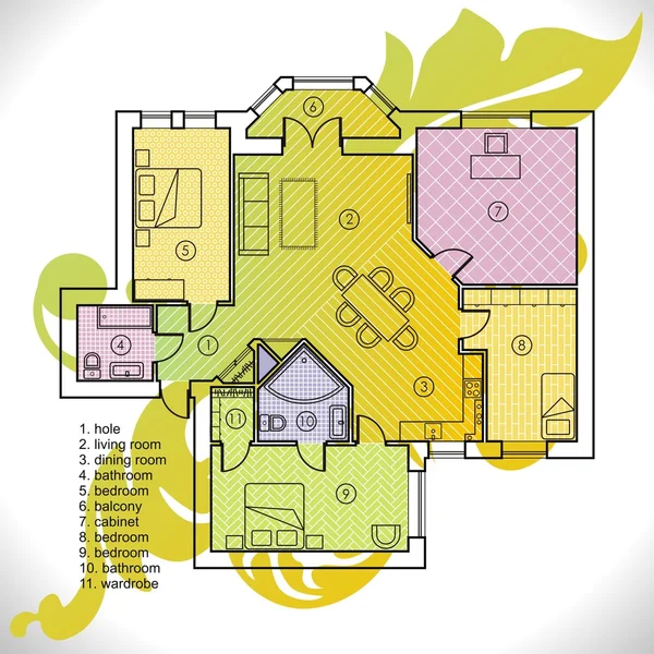 Plan de l'appartement — Image vectorielle