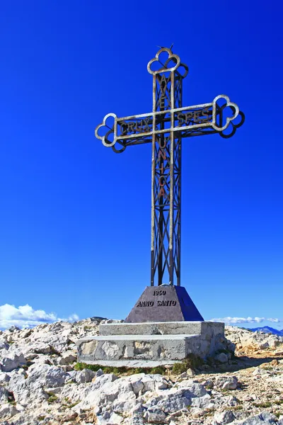 Summit cross on Punta Telegrafo, Italy — Stock Photo, Image