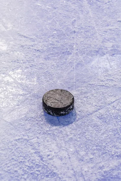 Pista Hockey Ghiaccio Vuota Pulita Segni Lama Briciole Neve Vecchio — Foto Stock