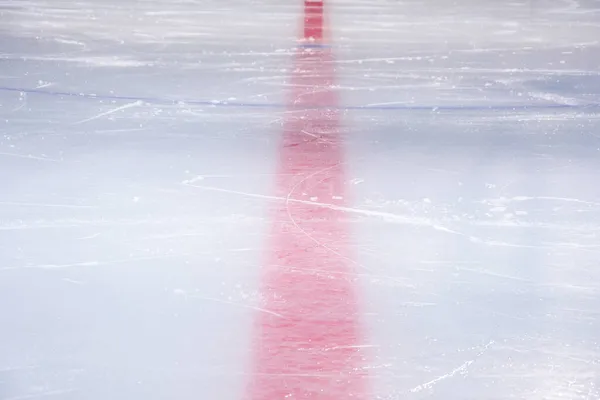 Clean Empty Ice Hockey Rink Skate Blade Marks Snow Crumbs — Stock Photo, Image