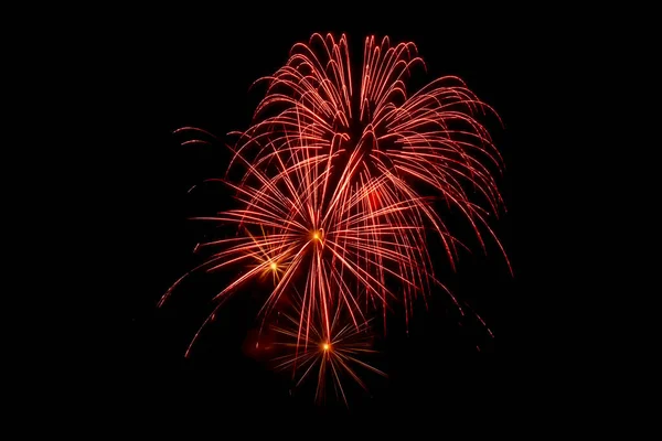 Bright Rays New Year Fireworks Black Background Night Sky — Stock Photo, Image