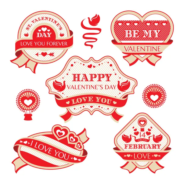 Den svatého Valentýna ozdobné štítky — Stockový vektor