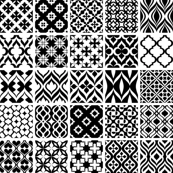 Set of black and white patterns — Stock Vector