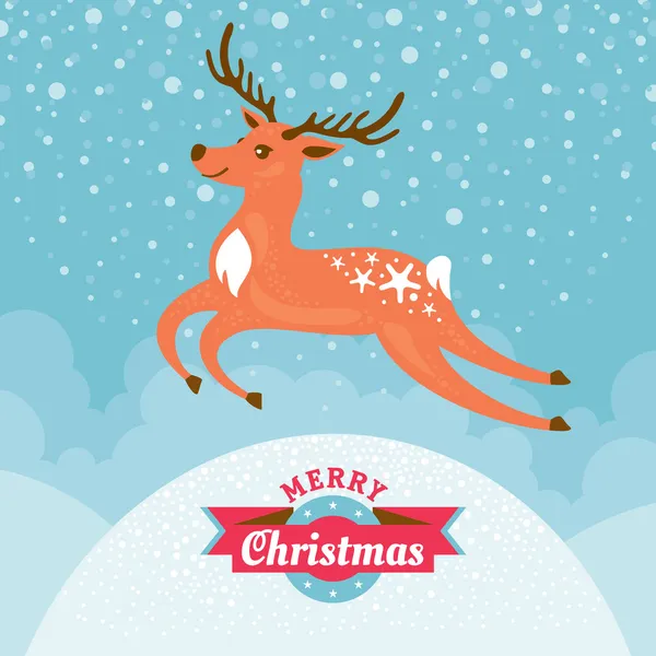 Boże Narodzenie kartkę z życzeniami z jelenia — Wektor stockowy