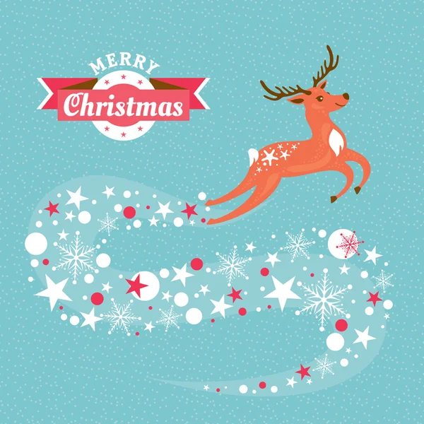 Christmas greeting card with deer — Stock Vector