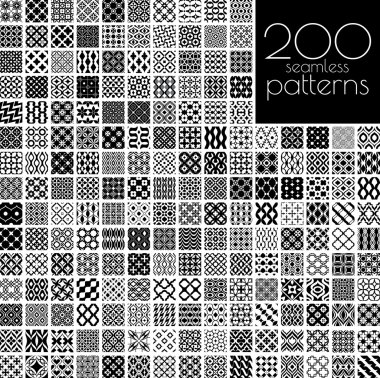 Black and white ornament patterns clipart