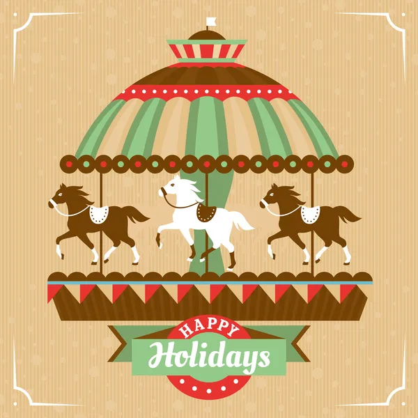 Greeting card with merry-go-round — Stock Vector