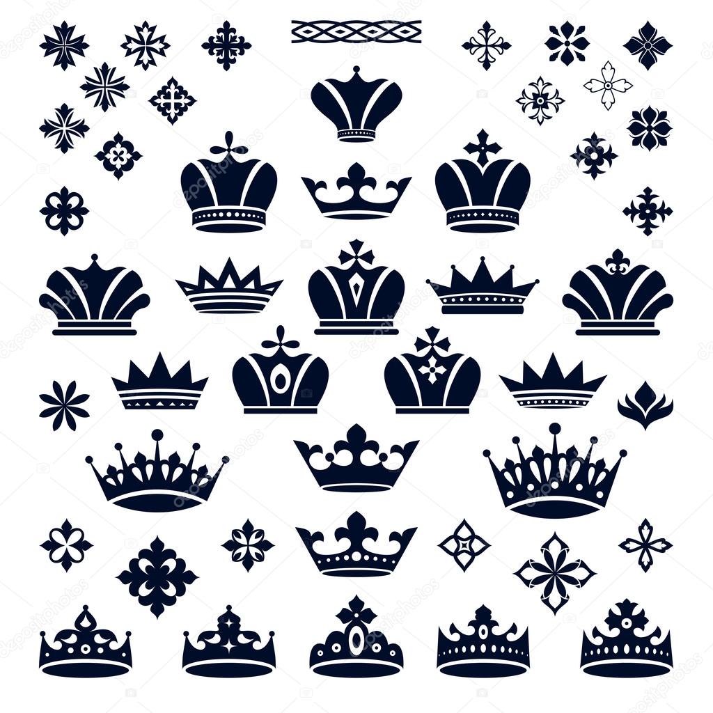 set of crowns and decorative elements