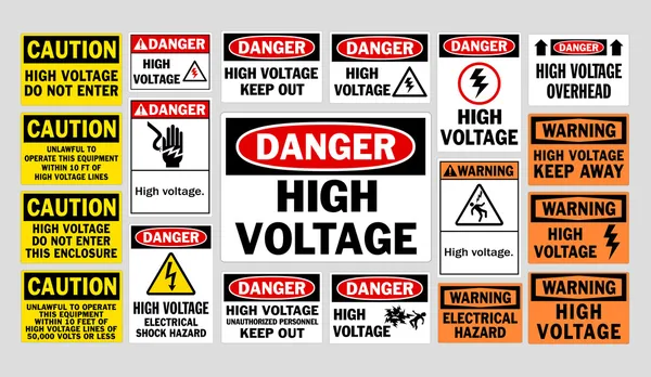 Danger High Voltage signs — Stock Vector