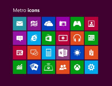 metro arayüzü windows 8 için kullanılan simgeler