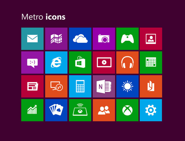 Icons from metro interface used for Windows 8