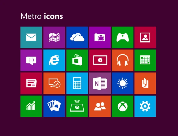 Metro arayüzü windows 8 için kullanılan simgeler — Stok Vektör
