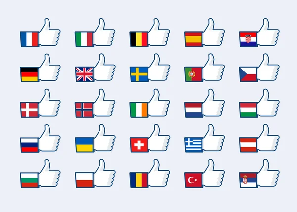 Thumb up Europe flags — Stock Vector