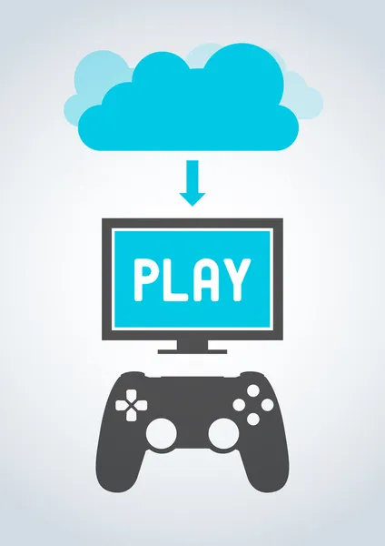 Juegos en la nube — Vector de stock