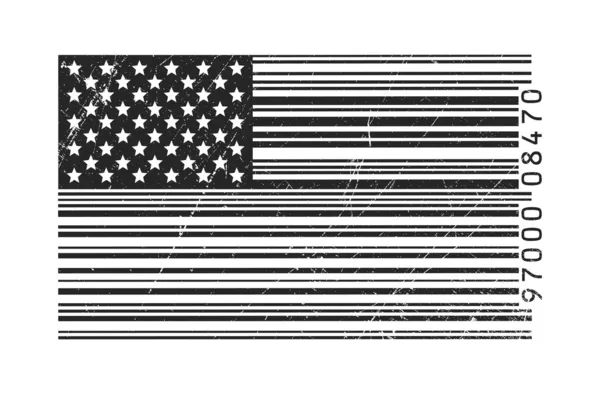 Bandera americana en código de barras — Vector de stock