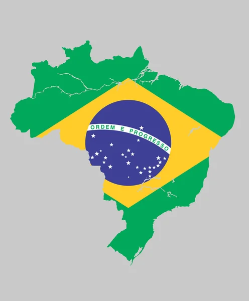 Mapa da bandeira do brasil — Vetor de Stock