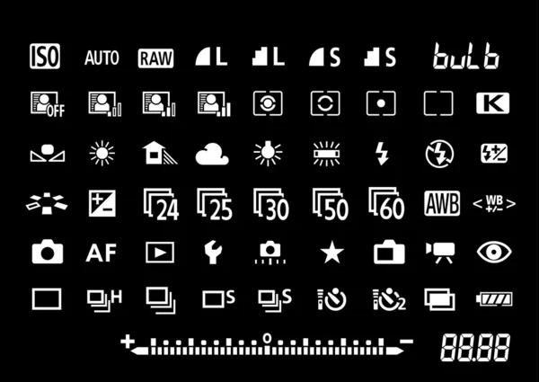 Camera settings symbols — Stock Vector