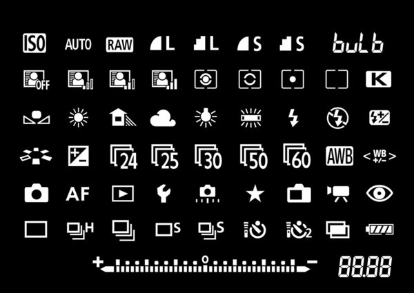 Camera settings symbols
