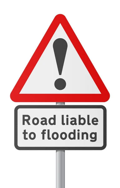 English road sing - Carretera susceptible de inundaciones — Vector de stock