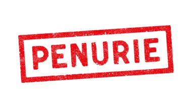 Kırmızı mürekkep damgalı Fransızca Penurie (Kısa) kelimesinin vektör illüstrasyonu