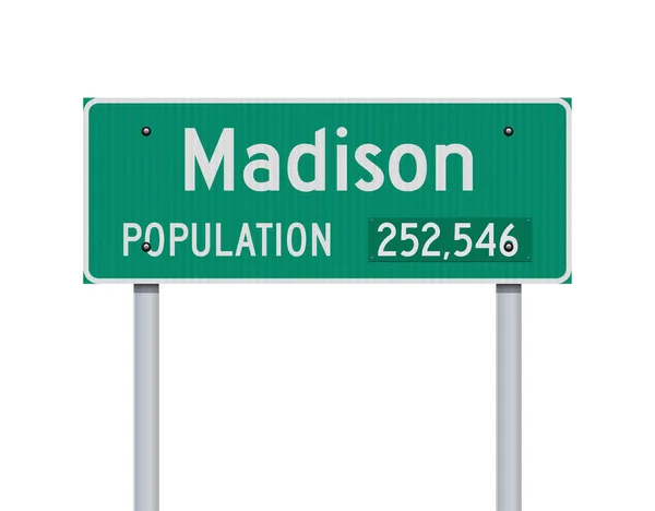 Εικονογράφηση Διάνυσμα Του Madison Πράσινη Πινακίδα Στο Μεταλλικό Θέσεις — Διανυσματικό Αρχείο