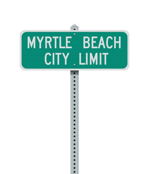 Illustration Vectorielle Signalisation Verte Myrtle Beach City Limit Sur Poteau — Image vectorielle