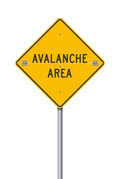 Vector Illustration Avalanche Area Yellow Road Sign — Stock Vector