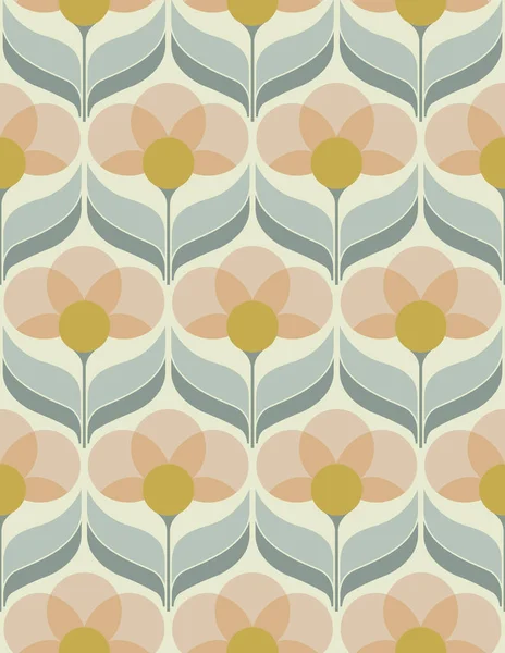 Vector Illustration Seamless Flower Wallpaper Sixties Style — Vector de stock