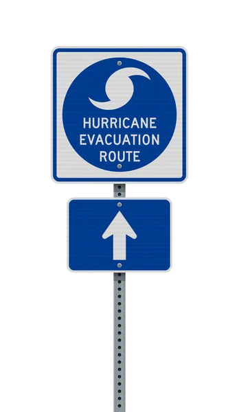 Vector Illustration Hurricane Evacuation Route Road Sign Metallic Post — Stock Vector